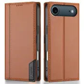 N.BEKUS iPhone Air Konstläder Plånboksfodral RFID-Skydd P3 - Brun