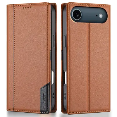 N.BEKUS iPhone Air Konstläder Plånboksfodral RFID-Skydd P3 - Brun