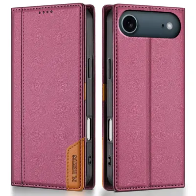 N.BEKUS iPhone Air Konstläder Plånboksfodral RFID-Skydd P3 - Vinröd