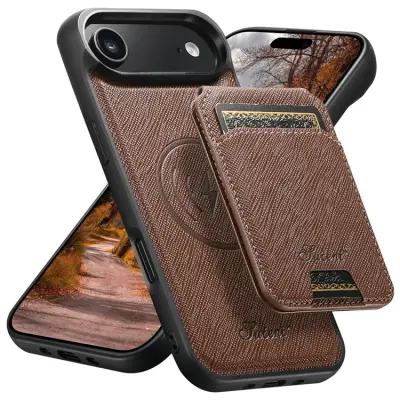 SUTENI Mobilskal till iPhone Air MagSafe Cross Texture H18 - Brun