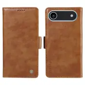 YIKATU iPhone 17 Air Plånboksfodral Litchi Texture - Brun