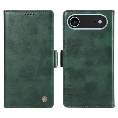 YIKATU iPhone 17 Air Plånboksfodral Litchi Texture - Grön