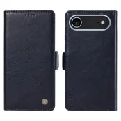 YIKATU iPhone 17 Air Plånboksfodral Litchi Texture - Marinblå