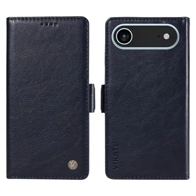 YIKATU iPhone 17 Air Plånboksfodral Litchi Texture - Marinblå