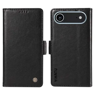 YIKATU iPhone 17 Air Plånboksfodral Litchi Texture - Svart