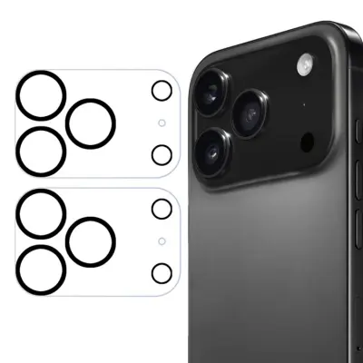 [2-Pack] BOOM iPhone 17 Pro Max Kameralinsskydd Härdat Glas med Svart Ring