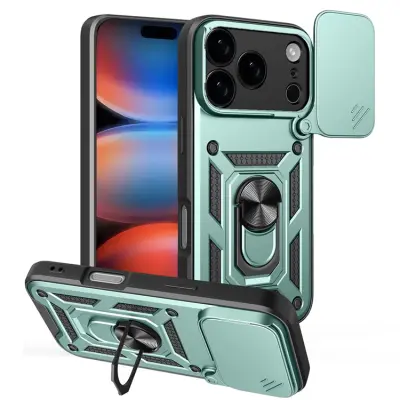 AMORUS iPhone 17 Pro Max Mobilskal Med Kameralinsreglage - Grön