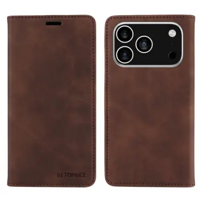 BETOPNICE iPhone 17 Pro Max Plånboksfodral Konstläder - Brun