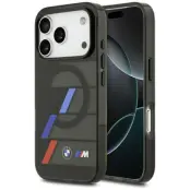 BMW iPhone 17 Pro Max Mobilskal MagSafe IML Metal Buttons Tricolor Lines - Svart