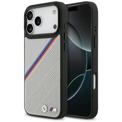 BMW Mobilskal till iPhone 17 Pro Max MagSafe M Tricolor Metal Logo - Grå