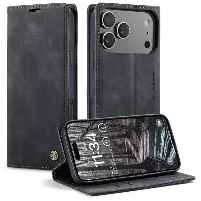 CASEME 013 Plånboksfodral för iPhone 17 Pro Max - Svart KonstLäder
