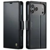 CASEME 023 iPhone 17 Pro Max Plånboksfodral RFID-Skydd Konstläder Svart