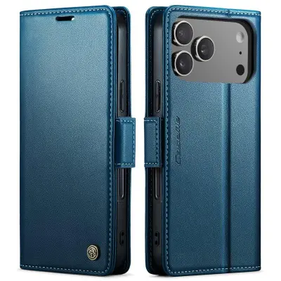 CASEME 023 iPhone 17 Pro Max Mobilskal RFID-Skydd Konstläder Blå