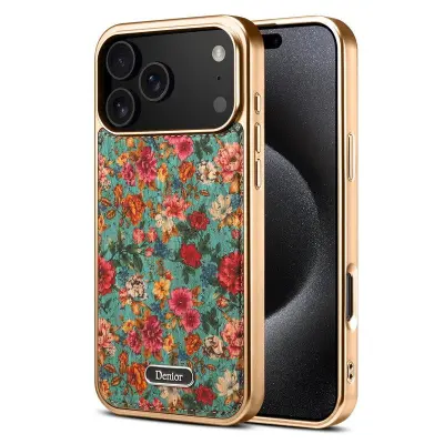 DENIOR A24 iPhone 17 Pro Max Fodral KonstLäder PC TPU Blå