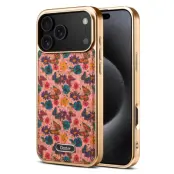 DENIOR A24 iPhone 17 Pro Max Fodral KonstLäder PC TPU Blomma Rosa