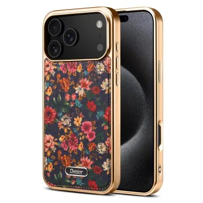 DENIOR A24 iPhone 17 Pro Max Fodral KonstLäder PC TPU Lila