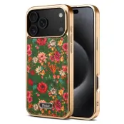 DENIOR A24 iPhone 17 Pro Max Fodral KonstLäder PC TPU Peony Green