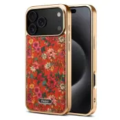 DENIOR A24 iPhone 17 Pro Max Fodral KonstLäder PC TPU Röd