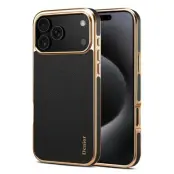 DENIOR Mobilskal till iPhone 17 Pro Max Äkta Läder PC + TPU Svart