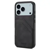 DENIOR iPhone 17 Pro Max Fodral PU Läder + TPU + PC - Svart