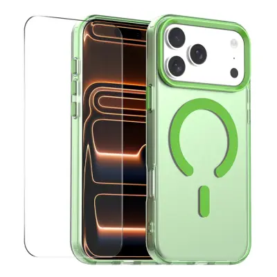 ENKAY iPhone 17 Pro Max Mobilskal MagSafe 9H Härdat Glas - Grön