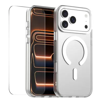 ENKAY iPhone 17 Pro Max Mobilskal MagSafe 9H Härdat Glas - Vit