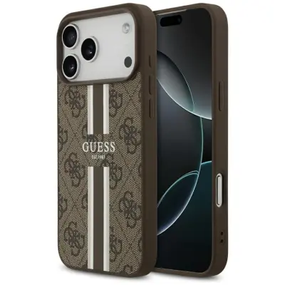 Guess Mobilskal till iPhone 17 Pro Max MagSafe 4G Printed Stripes - Brun