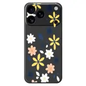 iPhone 17 Pro Max Mobilskal Colorful Floral Blue Leaves TPU - Svart