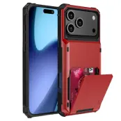 iPhone 17 Pro Max Mobilskal Dual Layer korthållare - Röd