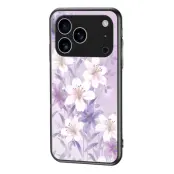 iPhone 17 Pro Max Mobilskal Floral Pattern TPU + Härdat Glas - Lila