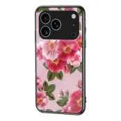 iPhone 17 Pro Max Mobilskal Floral Pattern TPU + Härdat Glas - Rosa
