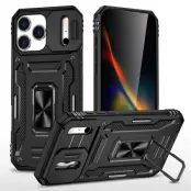 iPhone 17 Pro Max Mobilskal Kickstand Lens Lid - Svart