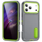 iPhone 17 Pro Max Mobilskal Kickstand Silikon - Grå/Grön