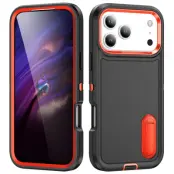 iPhone 17 Pro Max Mobilskal Kickstand Silikon - Svart/Orange