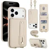 iPhone 17 Pro Max Mobilskal korthållare Med Axelrem - Beige