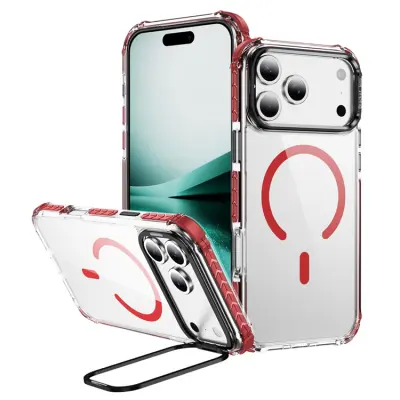 iPhone 17 Pro Max Mobilskal MagSafe Kickstand - Röd/Svart