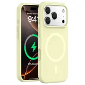 iPhone 17 Pro Max Mobilskal Magsafe Liquid Silicone - Cream Gul