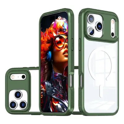 iPhone 17 Pro Max Mobilskal MagSafe TPU + PC Clear - Olivgrön