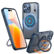 iPhone 17 Pro Max Mobilskal MagSafe TPU+PC Kickstand - Marinblå