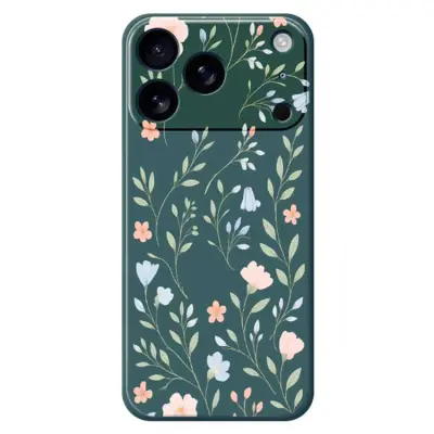 iPhone 17 Pro Max Mobilskal Pink Blue Flowers Pattern TPU - Grön