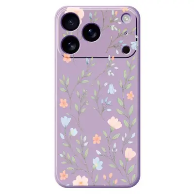 iPhone 17 Pro Max Mobilskal Pink Blue Flowers Pattern TPU - Lila