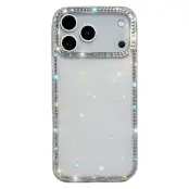 iPhone 17 Pro Max Mobilskal Rhinestone Edge - Glitter Transparent