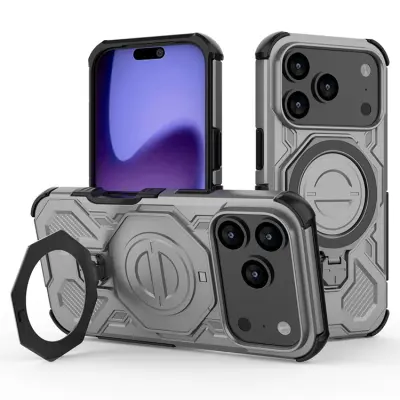 iPhone 17 Pro Max Mobilskal Rotating Kickstand - Grå
