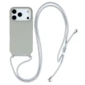 iPhone 17 Pro Max Mobilskal TPU Shockproof med Lanyard - Grå