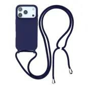 iPhone 17 Pro Max Mobilskal TPU Shockproof med Lanyard - Mörkblå