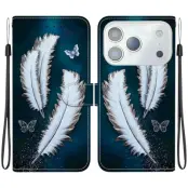 iPhone 17 Pro Max Plånboksfodral Med Lanyard - Butterfly Feather