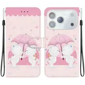 iPhone 17 Pro Max Plånboksfodral Med Lanyard - Cartoon Couple Bear