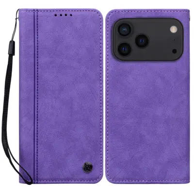 iPhone 17 Pro Max Plånboksfodral med Rem Lines Pattern - Lila
