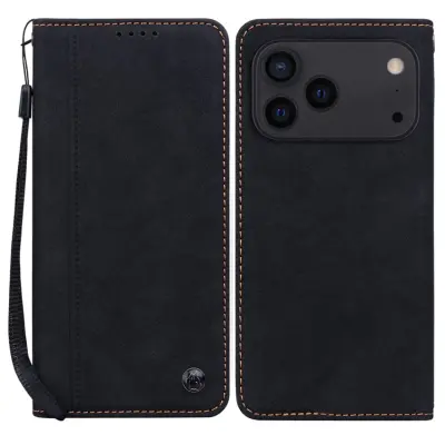 iPhone 17 Pro Max Plånboksfodral med Rem Lines Pattern - Svart