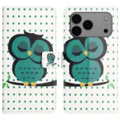 iPhone 17 Pro Max Konstläder Plånboksfodral Pattern Print - Prickar Uggla